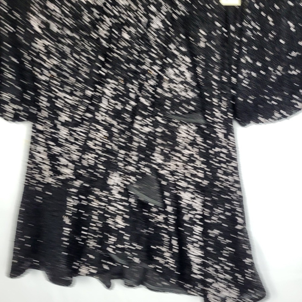 Eliza J Sequined Dress Women's 10 Black Faux Wrap Balloon Sleeves V Neck NWT - Picture 8 of 16